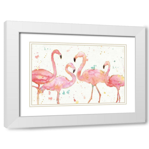 Flamingo Fever I White Modern Wood Framed Art Print with Double Matting by Tavoletti, Anne