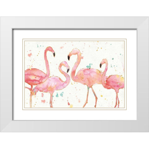 Flamingo Fever I White Modern Wood Framed Art Print with Double Matting by Tavoletti, Anne