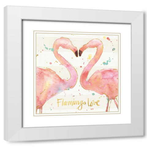 Flamingo Fever II White Modern Wood Framed Art Print with Double Matting by Tavoletti, Anne