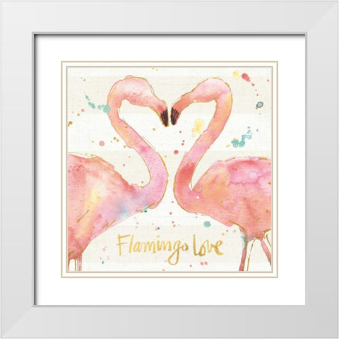 Flamingo Fever II White Modern Wood Framed Art Print with Double Matting by Tavoletti, Anne