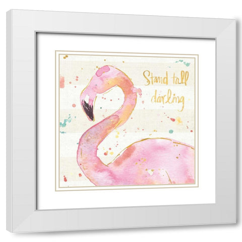 Flamingo Fever III White Modern Wood Framed Art Print with Double Matting by Tavoletti, Anne