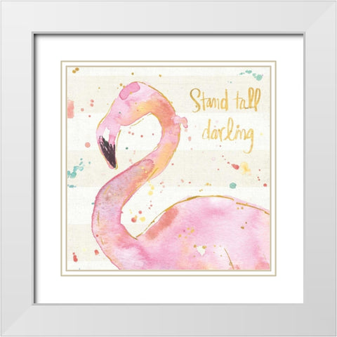Flamingo Fever III White Modern Wood Framed Art Print with Double Matting by Tavoletti, Anne