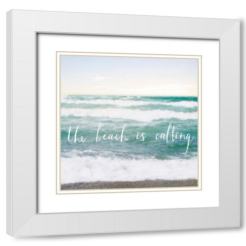 The Beach is Calling White Modern Wood Framed Art Print with Double Matting by Marshall, Laura