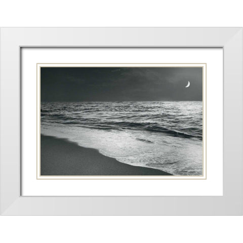 Moonrise Beach Black and White White Modern Wood Framed Art Print with Double Matting by Schlabach, Sue