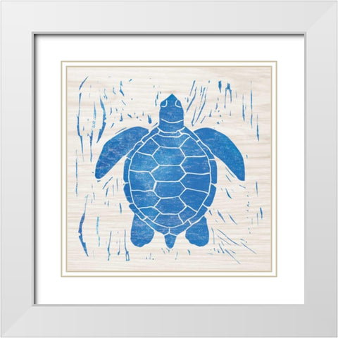 Sea Creature Turtle Blue White Modern Wood Framed Art Print with Double Matting by Prahl, Courtney