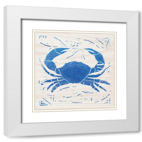 Sea Creature Crab Blue White Modern Wood Framed Art Print with Double Matting by Prahl, Courtney