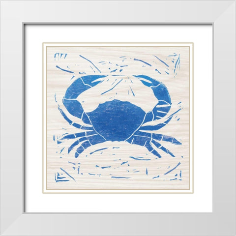 Sea Creature Crab Blue White Modern Wood Framed Art Print with Double Matting by Prahl, Courtney