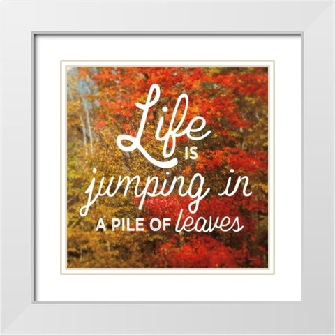 Life is for Jumping White Modern Wood Framed Art Print with Double Matting by Schlabach, Sue