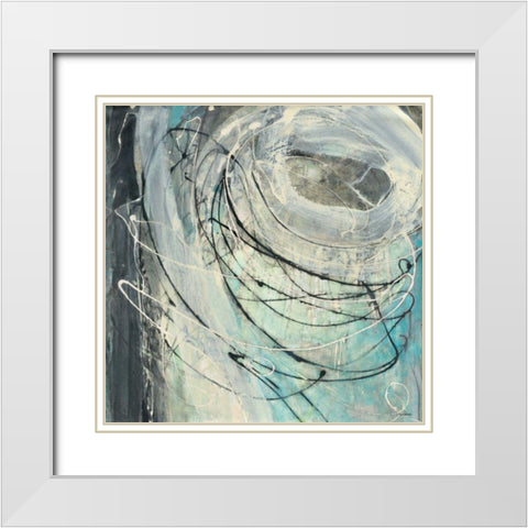 Twister White Modern Wood Framed Art Print with Double Matting by Hristova, Albena