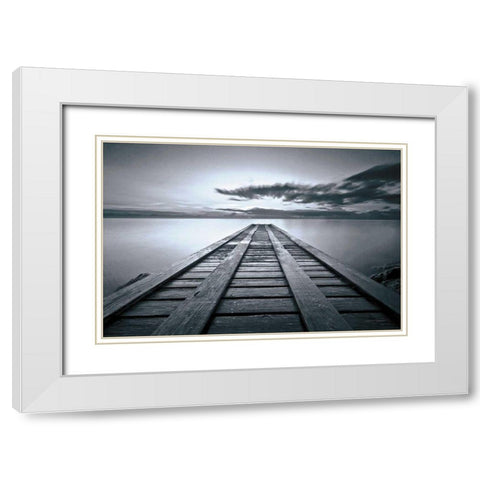 Cosmic Dock BW White Modern Wood Framed Art Print with Double Matting by Gendreau, Katherine