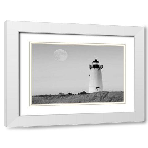 Moon over Marthas Vineyard BW White Modern Wood Framed Art Print with Double Matting by Gendreau, Katherine
