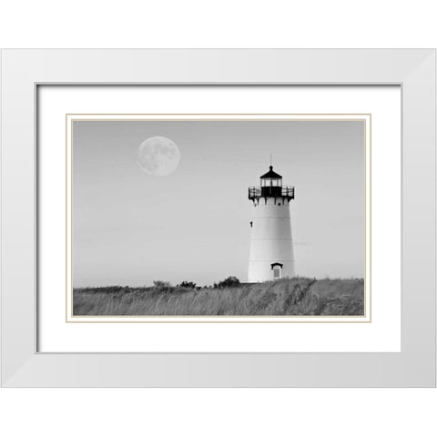 Moon over Marthas Vineyard BW White Modern Wood Framed Art Print with Double Matting by Gendreau, Katherine