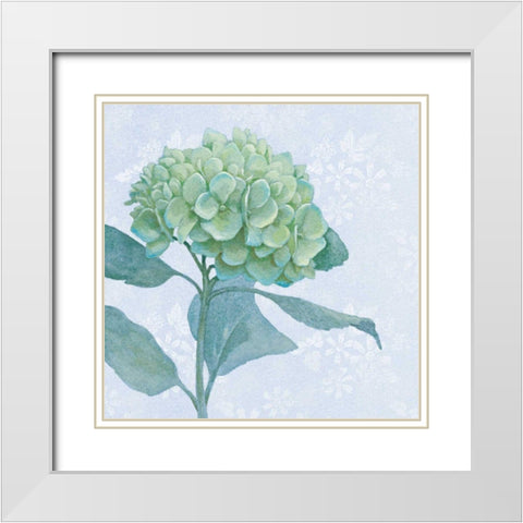 Blue Hydrangea I White Modern Wood Framed Art Print with Double Matting by Grove, Beth