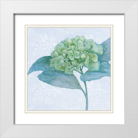 Blue Hydrangea II White Modern Wood Framed Art Print with Double Matting by Grove, Beth