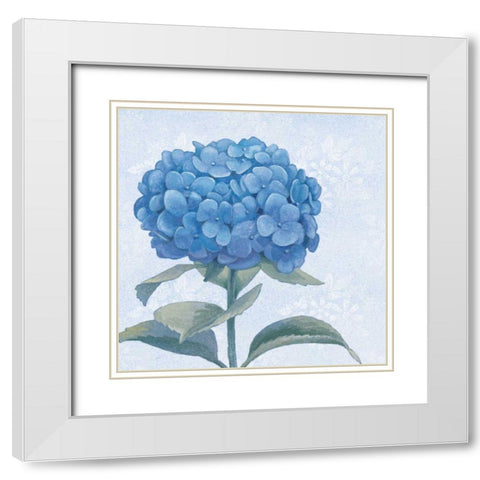 Blue Hydrangea III White Modern Wood Framed Art Print with Double Matting by Grove, Beth