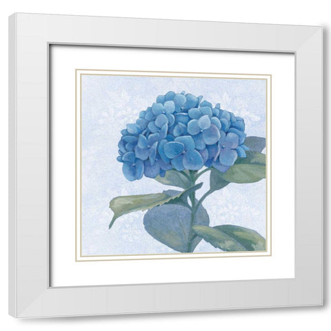 Blue Hydrangea IV White Modern Wood Framed Art Print with Double Matting by Grove, Beth
