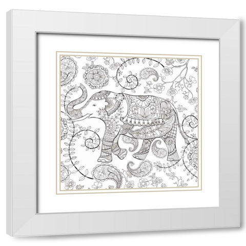 Color My World Elephant II Square White Modern Wood Framed Art Print with Double Matting by Daphne, Brissonnet