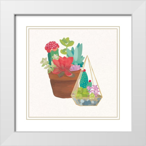 Succulent Garden IV White Modern Wood Framed Art Print with Double Matting by Wild Apple Portfolio