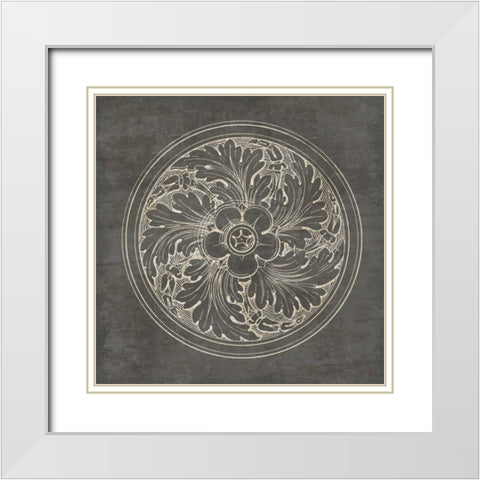 Rosette II Gray White Modern Wood Framed Art Print with Double Matting by Wild Apple Portfolio