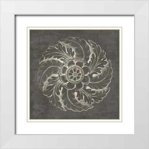 Rosette IV Gray White Modern Wood Framed Art Print with Double Matting by Wild Apple Portfolio