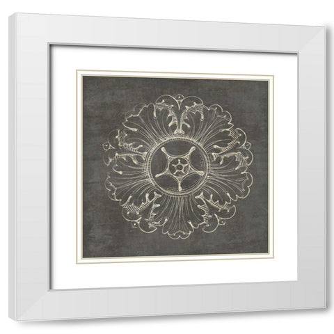 Rosette VI Gray White Modern Wood Framed Art Print with Double Matting by Wild Apple Portfolio