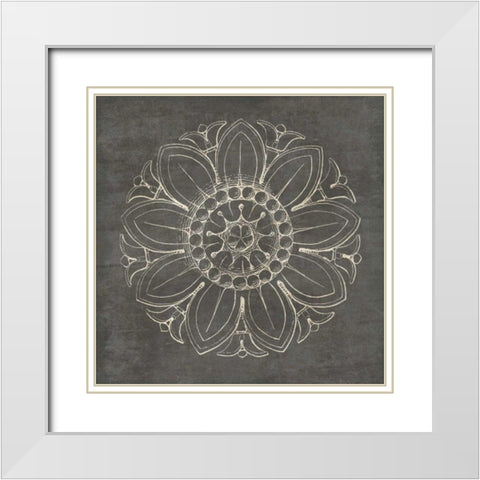 Rosette VII Gray White Modern Wood Framed Art Print with Double Matting by Wild Apple Portfolio