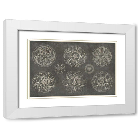 Rosette IX Gray White Modern Wood Framed Art Print with Double Matting by Wild Apple Portfolio