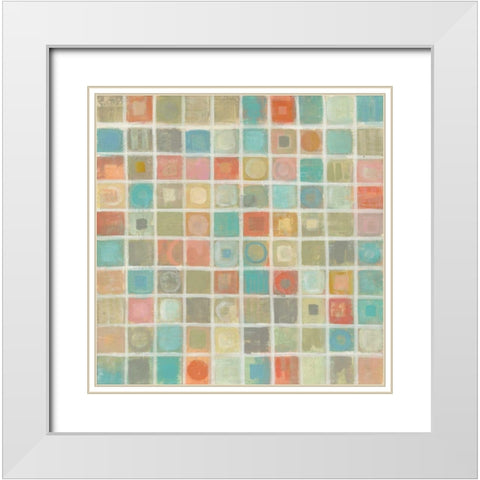 Sea Glass Mosaic White Modern Wood Framed Art Print with Double Matting by Vassileva, Silvia