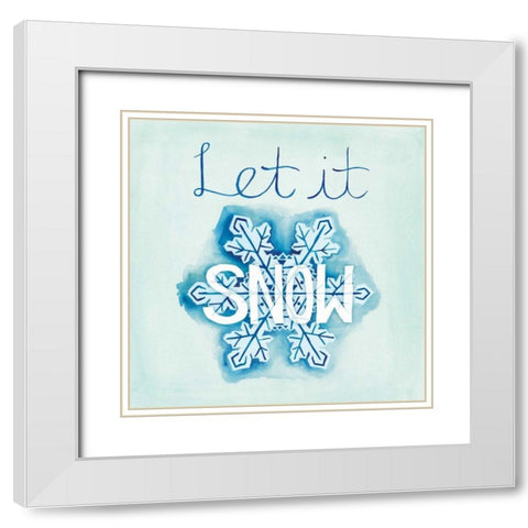 Snowflake Sayings I White Modern Wood Framed Art Print with Double Matting by DeNeige, Elyse