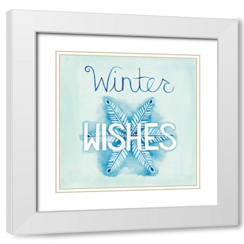 Snowflake Sayings II White Modern Wood Framed Art Print with Double Matting by DeNeige, Elyse