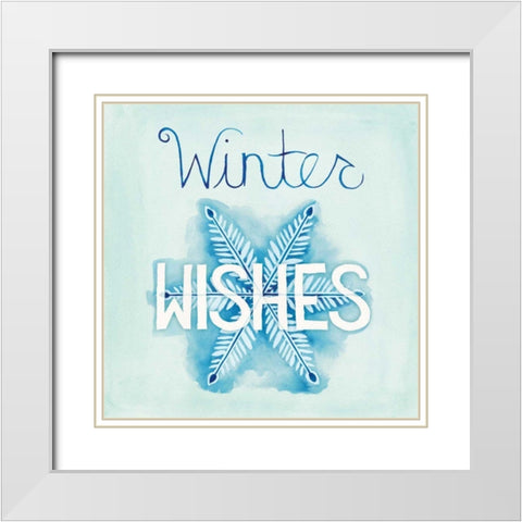 Snowflake Sayings II White Modern Wood Framed Art Print with Double Matting by DeNeige, Elyse