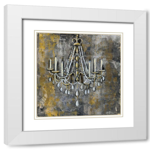 Vintage Chandelier II White Modern Wood Framed Art Print with Double Matting by Vassileva, Silvia