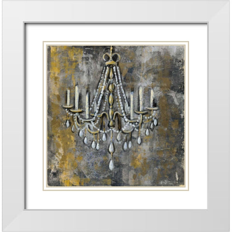 Vintage Chandelier II White Modern Wood Framed Art Print with Double Matting by Vassileva, Silvia