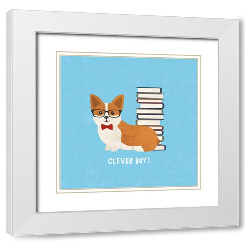 Good Dogs Corgi Bright White Modern Wood Framed Art Print with Double Matting by Hershey, Moira