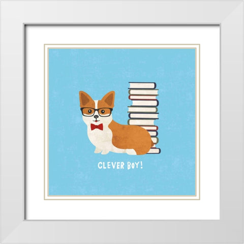 Good Dogs Corgi Bright White Modern Wood Framed Art Print with Double Matting by Hershey, Moira