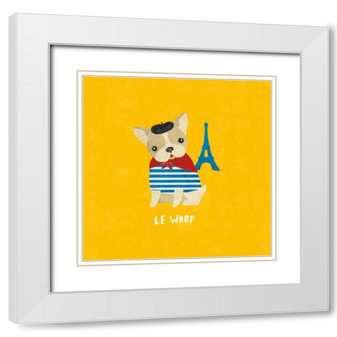 Good Dogs French Bulldog Bright White Modern Wood Framed Art Print with Double Matting by Hershey, Moira