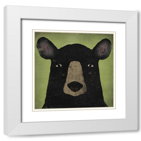 The Black Bear White Modern Wood Framed Art Print with Double Matting by Fowler, Ryan