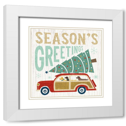 Holiday on Wheels II White Modern Wood Framed Art Print with Double Matting by Mullan, Michael