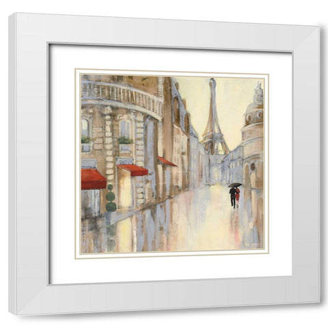 Touring Paris Couple III White Modern Wood Framed Art Print with Double Matting by Purinton, Julia