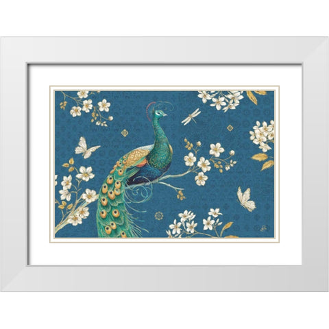 Ornate Peacock III Master White Modern Wood Framed Art Print with Double Matting by Daphne, Brissonnet