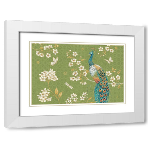 Ornate Peacock II Master White Modern Wood Framed Art Print with Double Matting by Daphne, Brissonnet