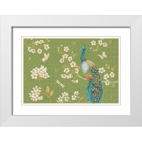 Ornate Peacock II Master White Modern Wood Framed Art Print with Double Matting by Daphne, Brissonnet