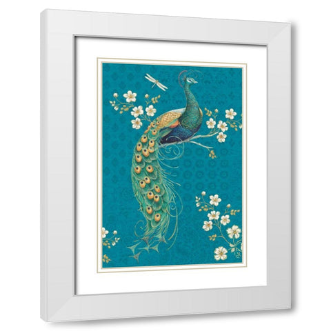 Ornate Peacock IXE White Modern Wood Framed Art Print with Double Matting by Brissonnet, Daphne
