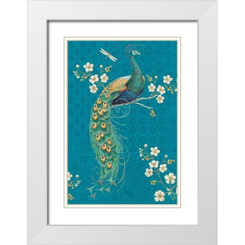 Ornate Peacock IXE White Modern Wood Framed Art Print with Double Matting by Brissonnet, Daphne