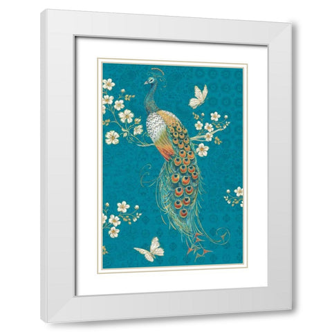 Ornate Peacock XE White Modern Wood Framed Art Print with Double Matting by Brissonnet, Daphne