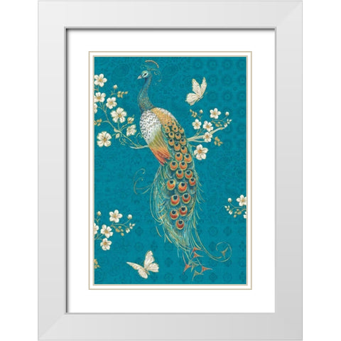 Ornate Peacock XE White Modern Wood Framed Art Print with Double Matting by Brissonnet, Daphne