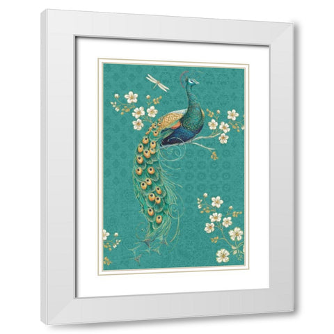 Ornate Peacock IXD White Modern Wood Framed Art Print with Double Matting by Brissonnet, Daphne