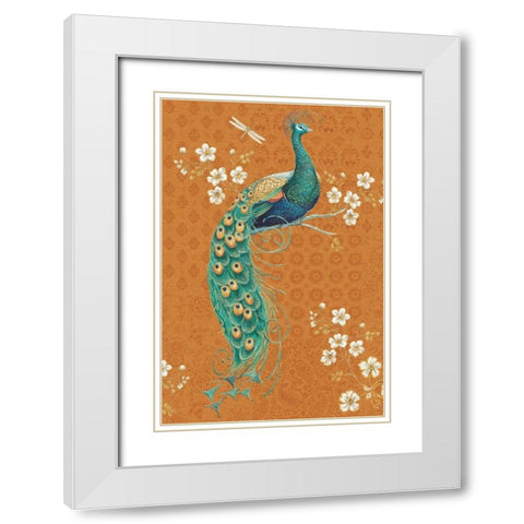 Ornate Peacock IX Spice White Modern Wood Framed Art Print with Double Matting by Brissonnet, Daphne