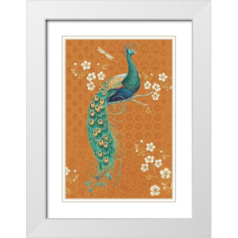 Ornate Peacock IX Spice White Modern Wood Framed Art Print with Double Matting by Brissonnet, Daphne