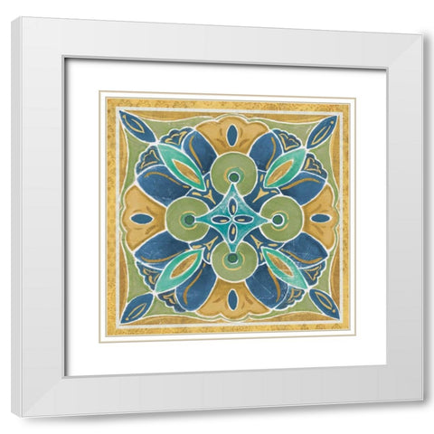 Free Bird Mexican Tiles I White Modern Wood Framed Art Print with Double Matting by Brissonnet, Daphne